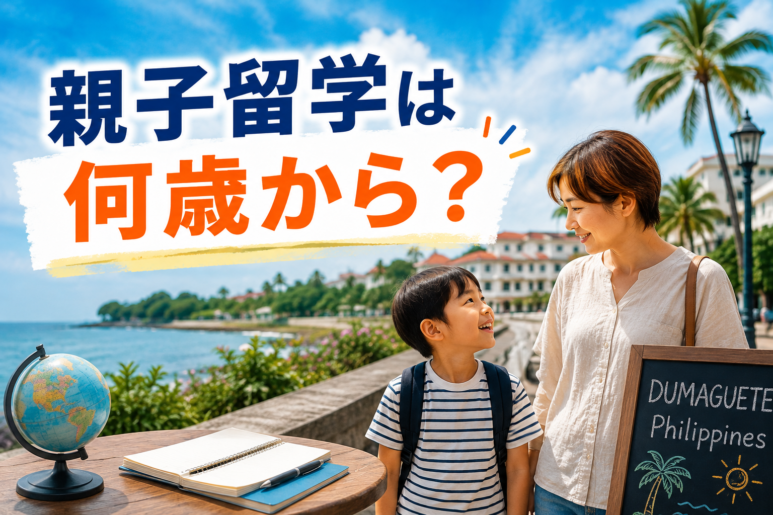 ドゥマゲッティでの親子留学は何歳からかをイメージした親子の海外生活風景