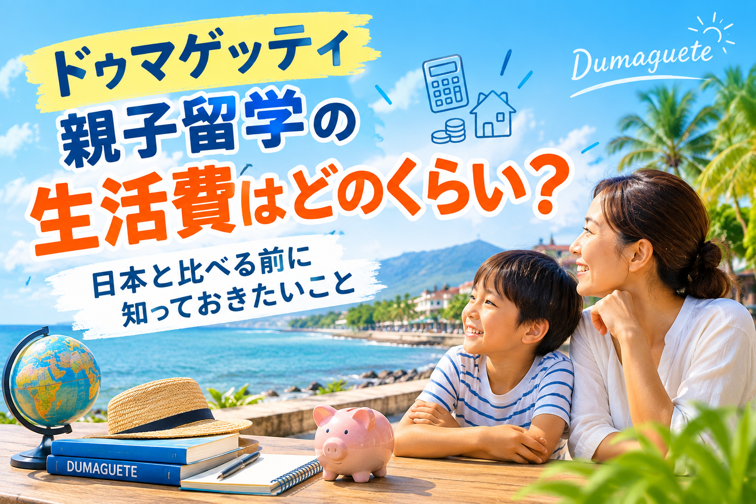 ドゥマゲッティ親子留学の生活費と海外生活をイメージした親子の風景