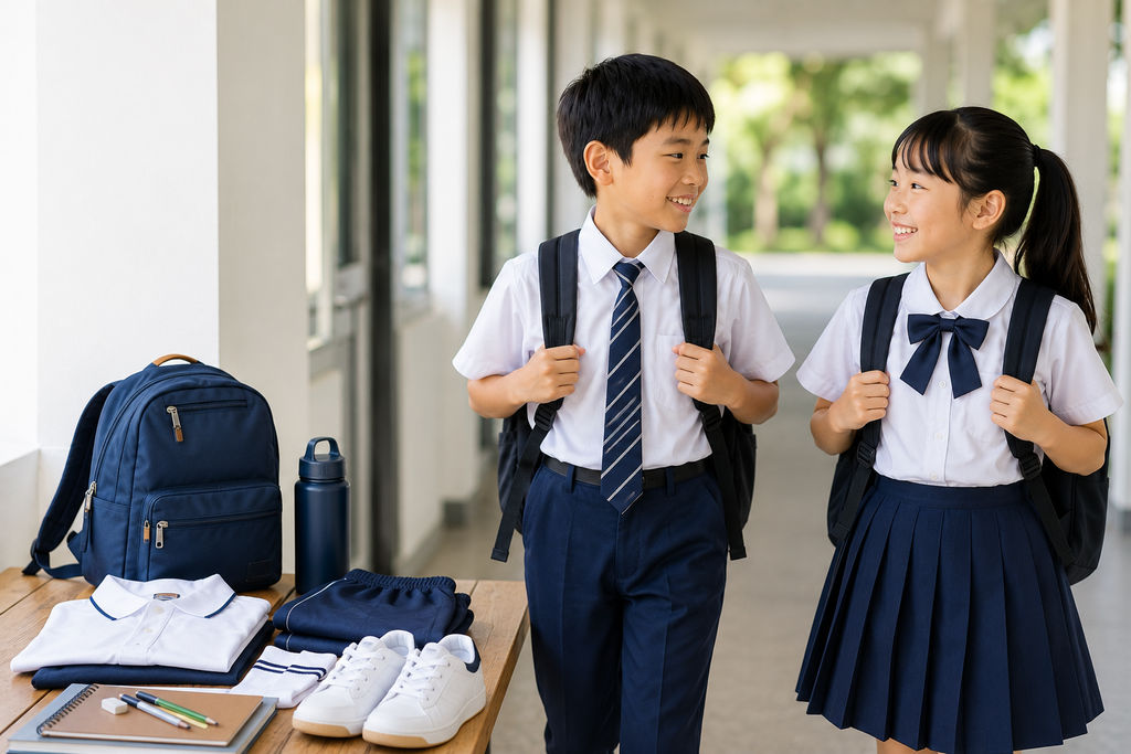 親子留学で海外の学校に通う子どもたちと、制服・持ち物・服装など学校生活に必要な準備品