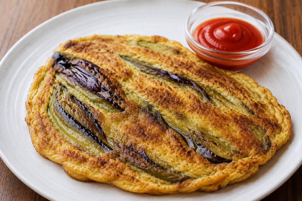 フィリピン家庭料理トルタン・タロン、焼いたなすを卵で包んで香ばしく焼き上げた料理