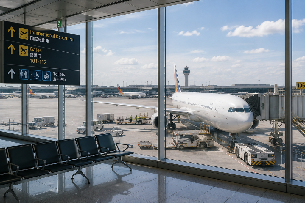 ドゥマゲッティからマニラを経由して成田空港へ帰国する際の空港風景