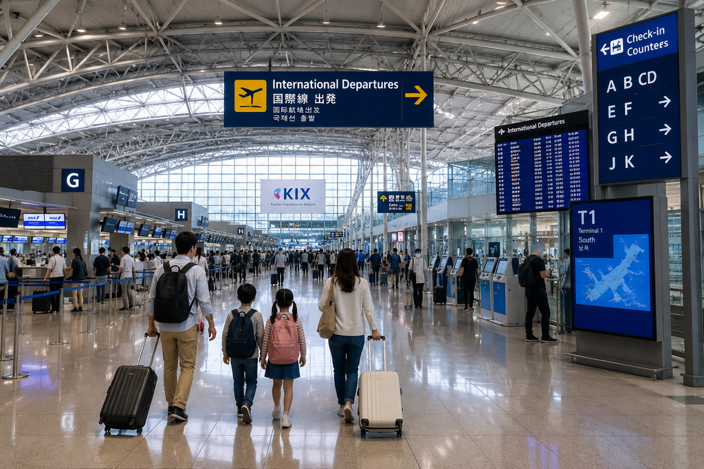マニラ空港の広いロビーで搭乗手続きをする旅行者の風景